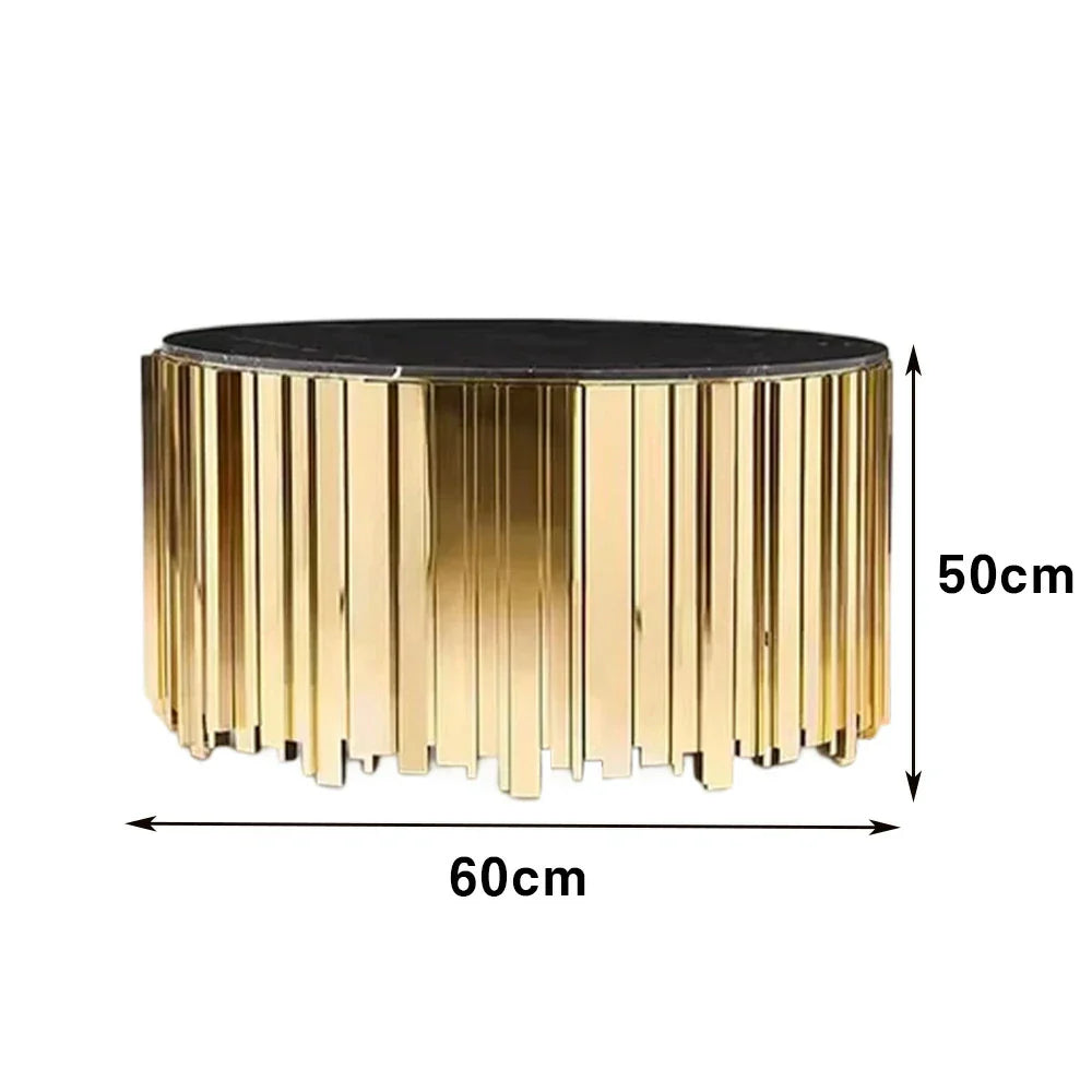 LIVARA 43/60/80cm Gold-Plated Coffee Brass Marble Base, Metal Modern Black Style Vacuum Table, White - Edge Luxury Marble Design, Legs, White