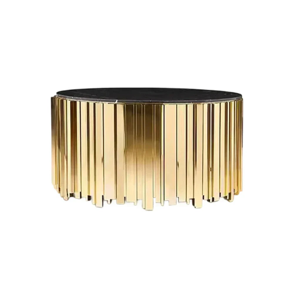 LIVARA 43/60/80cm Gold-Plated Coffee Brass Marble Base, Metal Modern Black Style Vacuum Table, White - Edge Luxury Marble Design, Legs, White