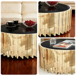 LIVARA 43/60/80cm Gold-Plated Coffee Brass Marble Base, Metal Modern Black Style Vacuum Table, White - Edge Luxury Marble Design, Legs, White