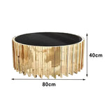 LIVARA 43/60/80cm Gold-Plated Coffee Brass Marble Base, Metal Modern Black Style Vacuum Table, White - Edge Luxury Marble Design, Legs, White