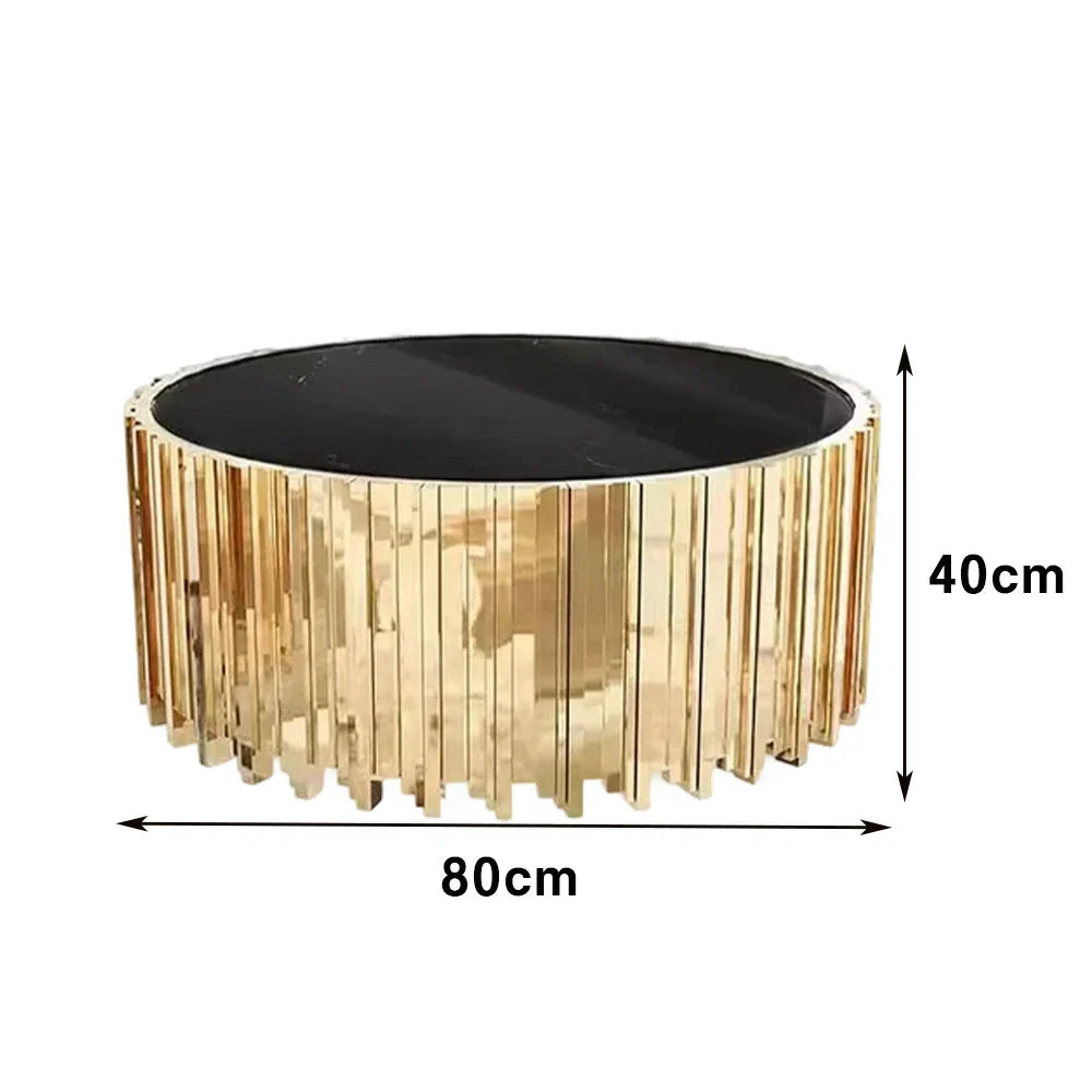 LIVARA 43/60/80cm Gold-Plated Coffee Brass Marble Base, Metal Modern Black Style Vacuum Table, White - Edge Luxury Marble Design, Legs, White