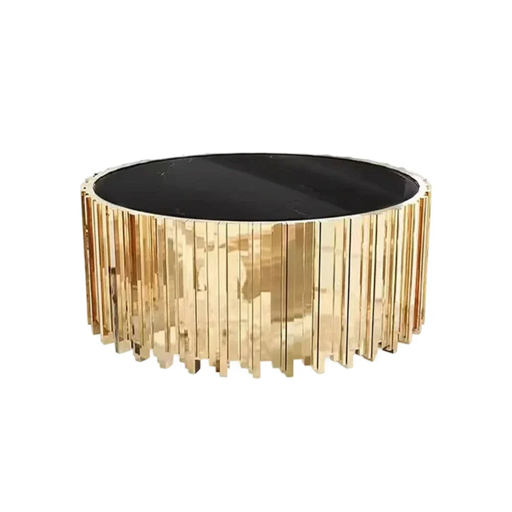 LIVARA 43/60/80cm Gold-Plated Coffee Brass Marble Base, Metal Modern Black Style Vacuum Table, White - Edge Luxury Marble Design, Legs, White