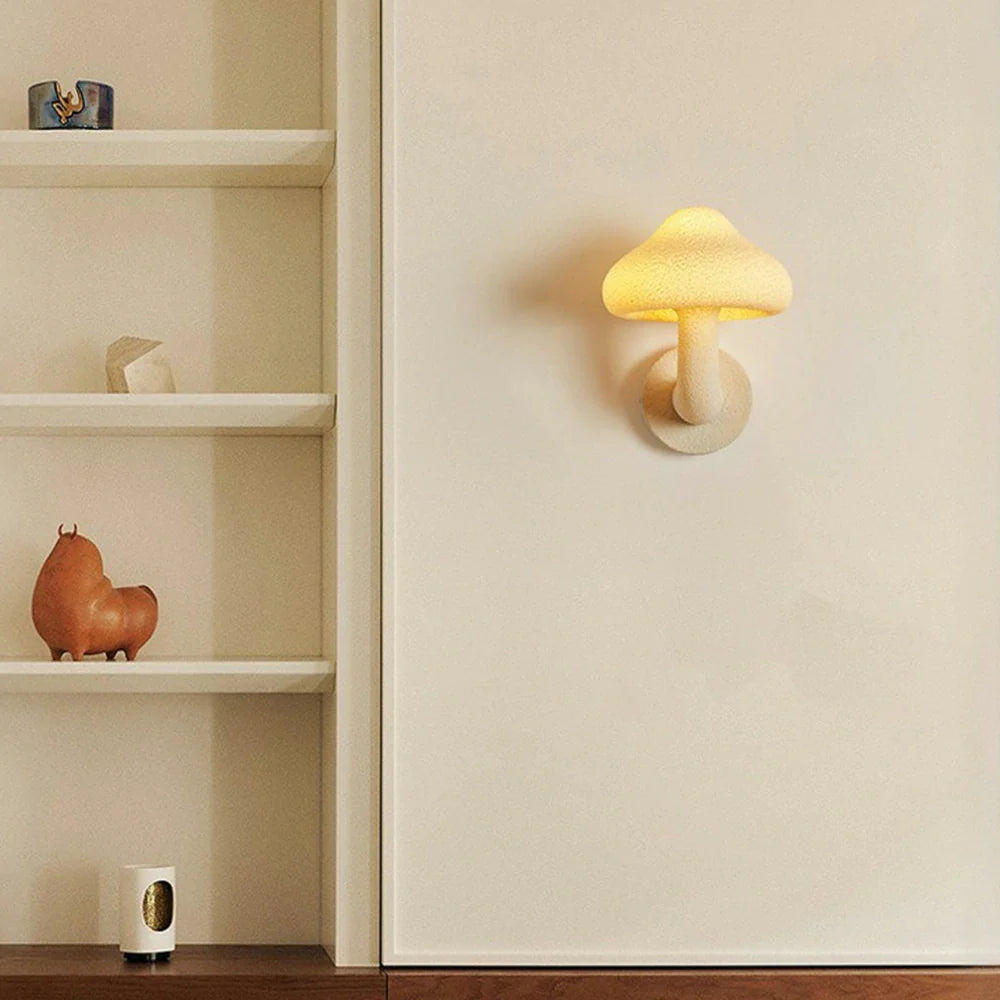 LIVARA Indoor Warm Mushroom Fiberglass Hallway Living Wall Room Light, Glow Resin Soft for with LED Lamp Bedroom