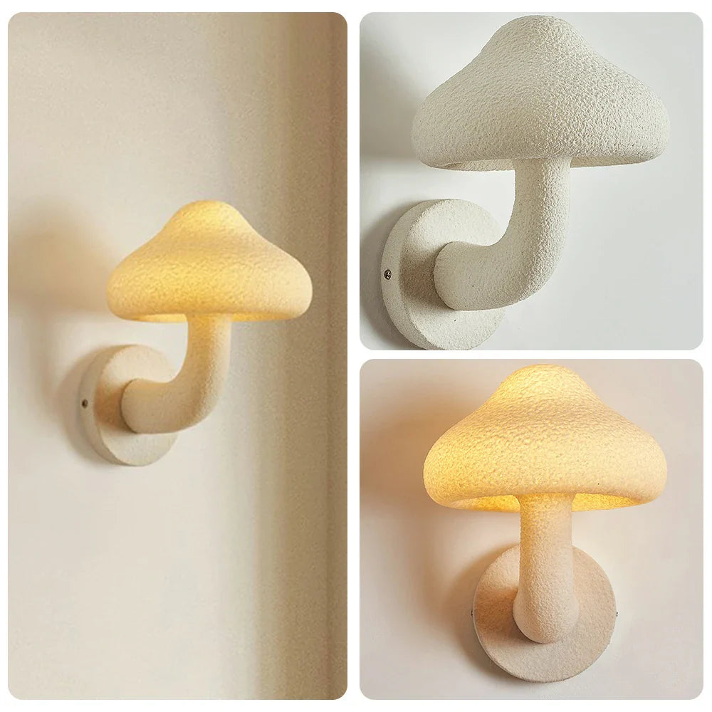 LIVARA Indoor Warm Mushroom Fiberglass Hallway Living Wall Room Light, Glow Resin Soft for with LED Lamp Bedroom