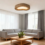 LIVARA 35/45/54cm Wood Grain Round LED Ceiling Light Frosted Acrylic Flush Mount Lamp for Living Room Bedroom