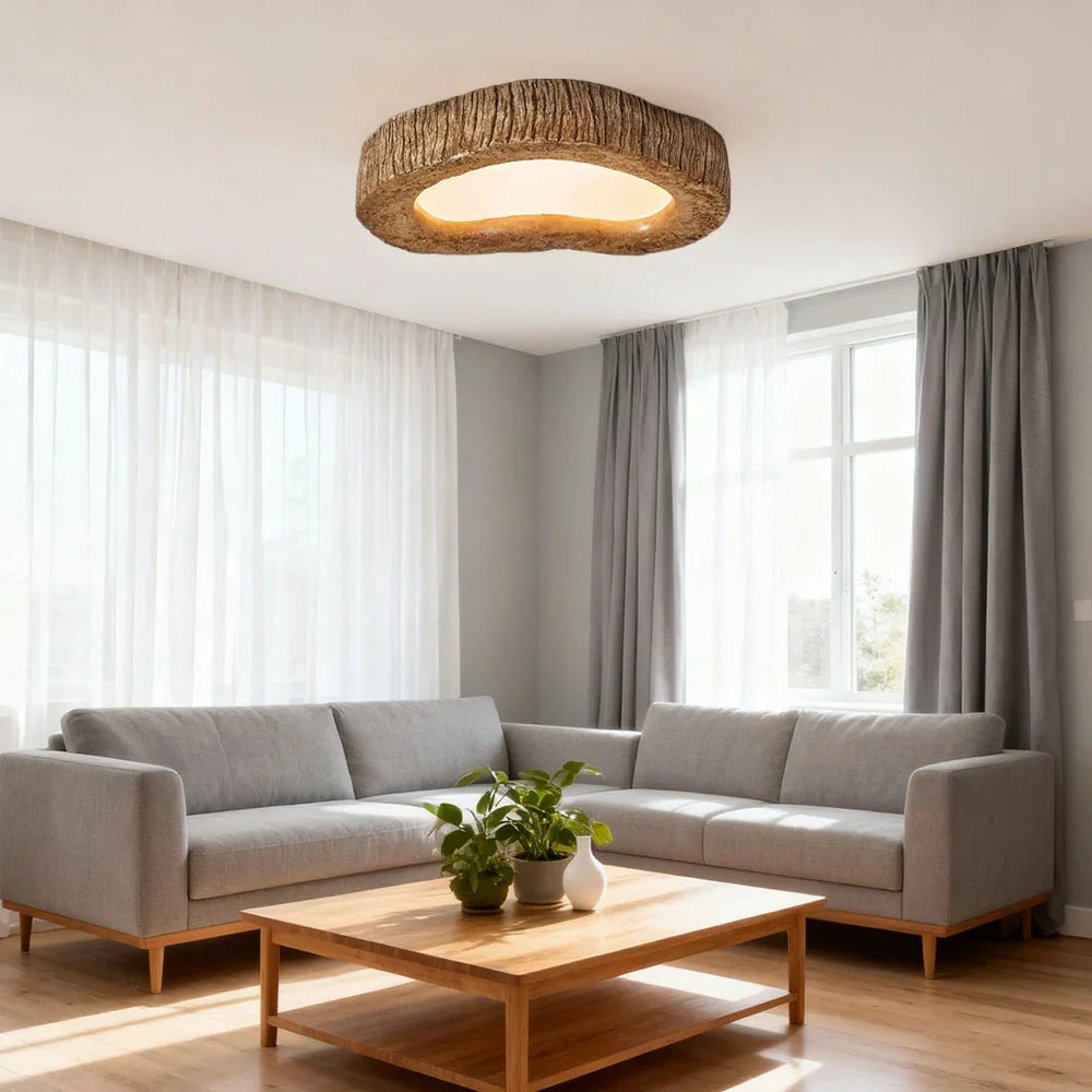 LIVARA 35/45/54cm Wood Grain Round LED Ceiling Light Frosted Acrylic Flush Mount Lamp for Living Room Bedroom