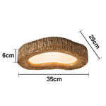 LIVARA 35/45/54cm Wood Grain Round LED Ceiling Light Frosted Acrylic Flush Mount Lamp for Living Room Bedroom