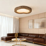 LIVARA 35/45/54cm Wood Grain Round LED Ceiling Light Frosted Acrylic Flush Mount Lamp for Living Room Bedroom