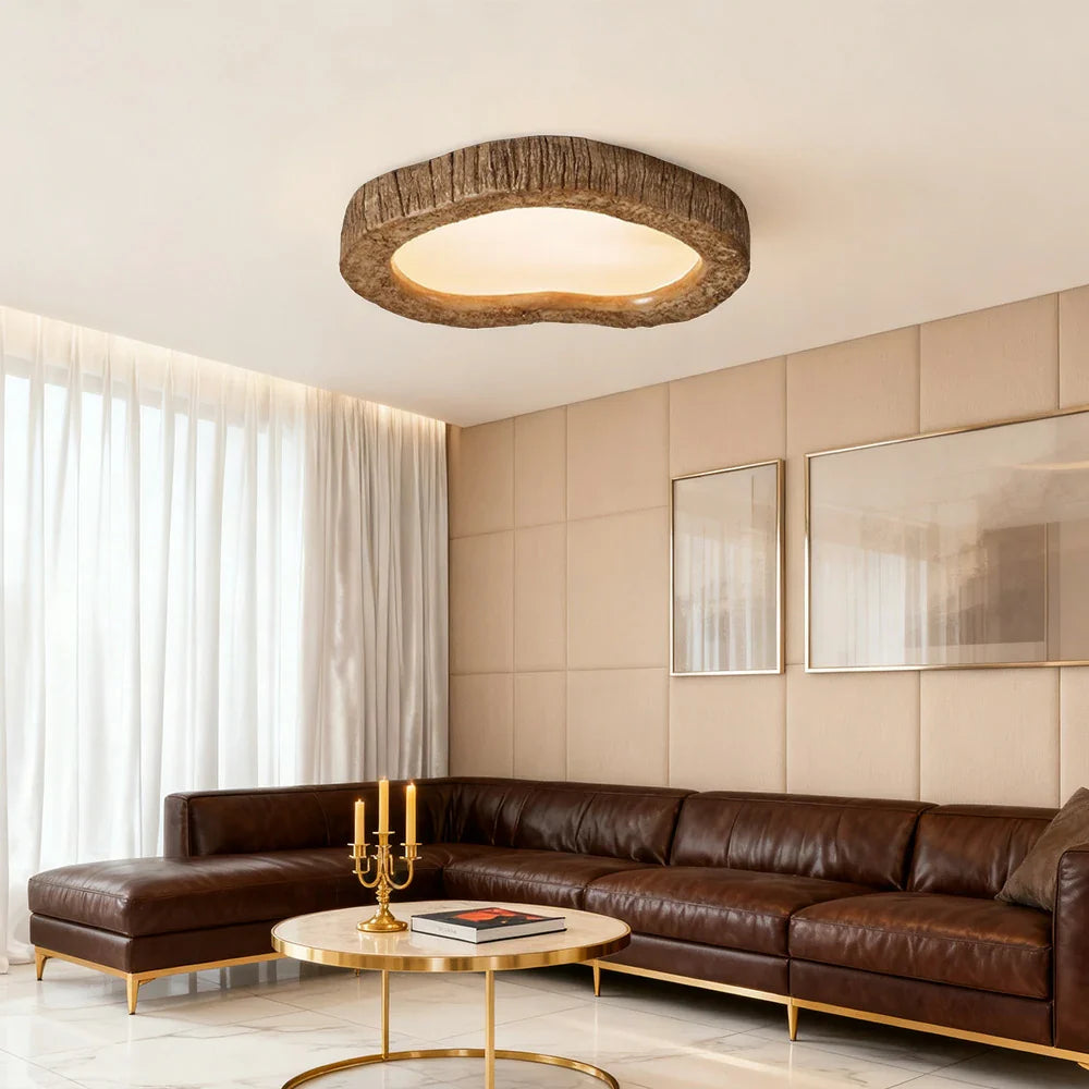LIVARA 35/45/54cm Wood Grain Round LED Ceiling Light Frosted Acrylic Flush Mount Lamp for Living Room Bedroom