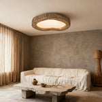 LIVARA 35/45/54cm Wood Grain Round LED Ceiling Light Frosted Acrylic Flush Mount Lamp for Living Room Bedroom
