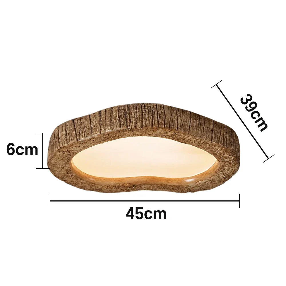 LIVARA 35/45/54cm Wood Grain Round LED Ceiling Light Frosted Acrylic Flush Mount Lamp for Living Room Bedroom