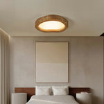 LIVARA 35/45/54cm Wood Grain Round LED Ceiling Light Frosted Acrylic Flush Mount Lamp for Living Room Bedroom