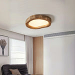 LIVARA 35/45/54cm Wood Grain Round LED Ceiling Light Frosted Acrylic Flush Mount Lamp for Living Room Bedroom