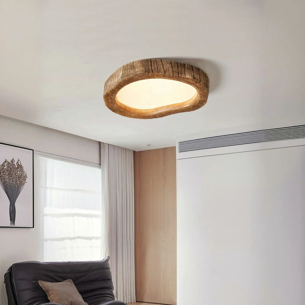 LIVARA 35/45/54cm Wood Grain Round LED Ceiling Light Frosted Acrylic Flush Mount Lamp for Living Room Bedroom