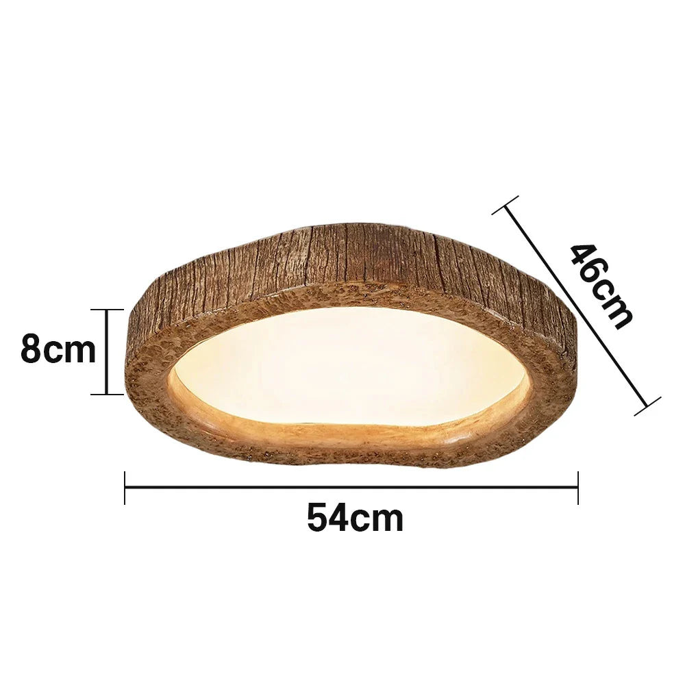LIVARA 35/45/54cm Wood Grain Round LED Ceiling Light Frosted Acrylic Flush Mount Lamp for Living Room Bedroom