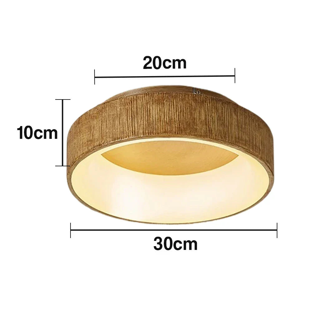 LIVARA 30/40/60cm Modern Wood Grain Round LED Ceiling Light Acrylic Flush Mount Lamp with Warm Natural Finish for Living Room Bedroom