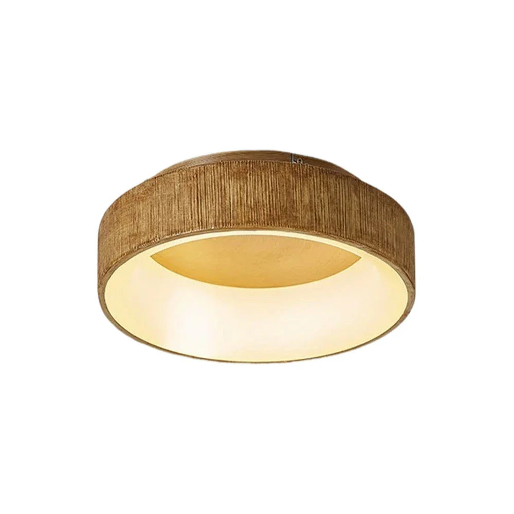LIVARA 30/40/60cm Modern Wood Grain Round LED Ceiling Light Acrylic Flush Mount Lamp with Warm Natural Finish for Living Room Bedroom