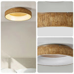 LIVARA 30/40/60cm Modern Wood Grain Round LED Ceiling Light Acrylic Flush Mount Lamp with Warm Natural Finish for Living Room Bedroom
