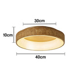 LIVARA 30/40/60cm Modern Wood Grain Round LED Ceiling Light Acrylic Flush Mount Lamp with Warm Natural Finish for Living Room Bedroom