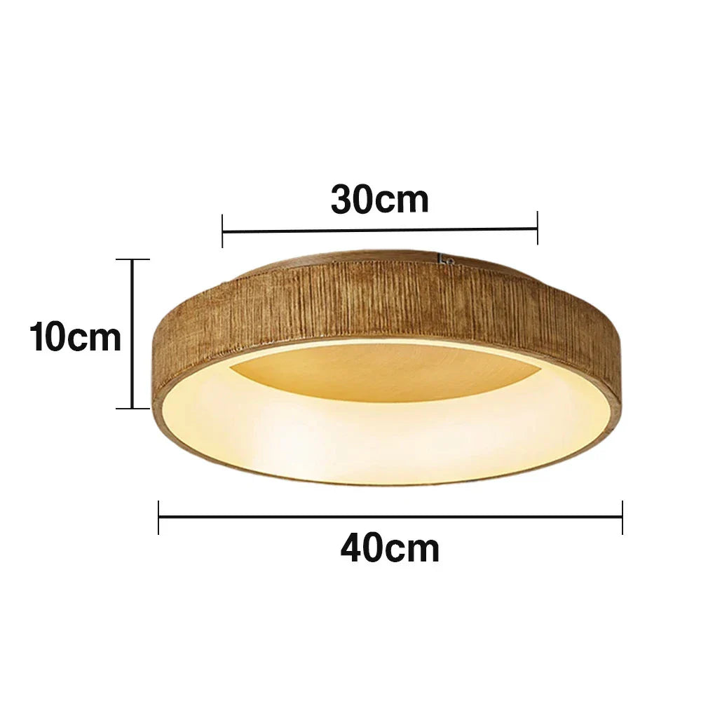 LIVARA 30/40/60cm Modern Wood Grain Round LED Ceiling Light Acrylic Flush Mount Lamp with Warm Natural Finish for Living Room Bedroom