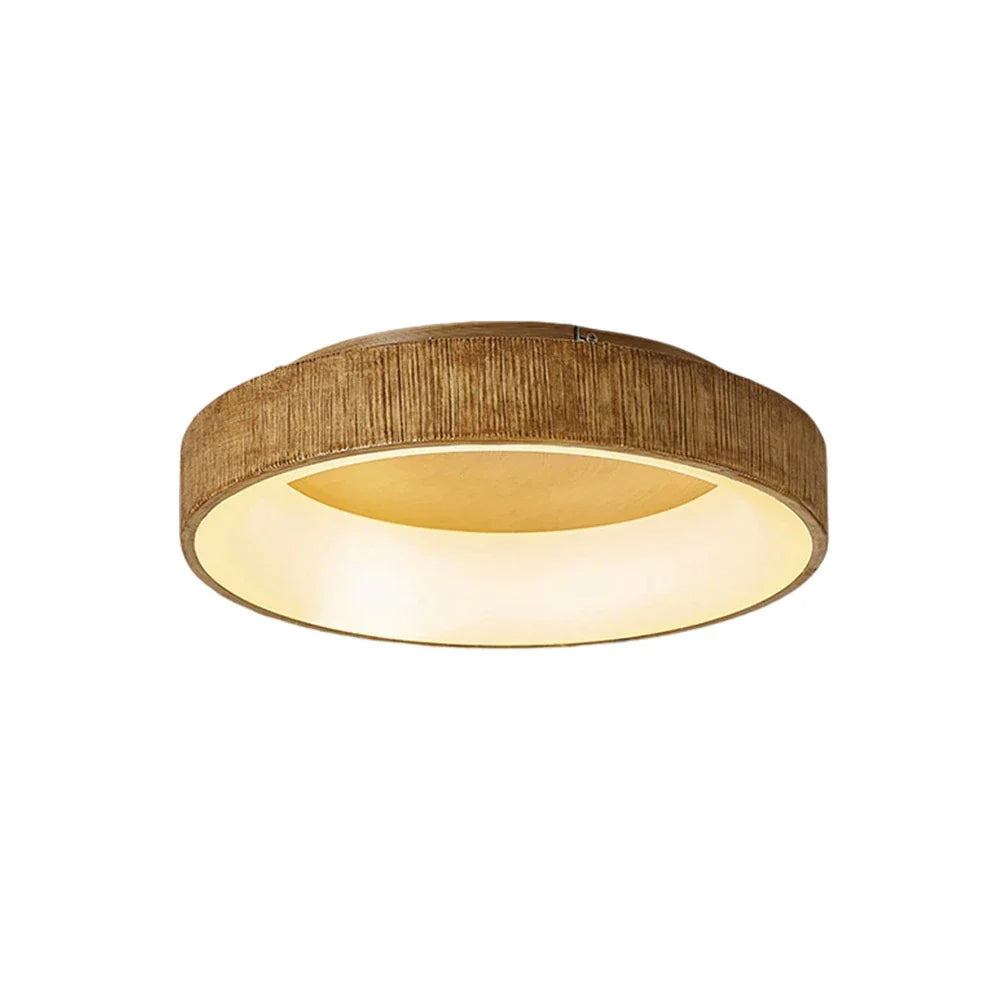 LIVARA 30/40/60cm Modern Wood Grain Round LED Ceiling Light Acrylic Flush Mount Lamp with Warm Natural Finish for Living Room Bedroom