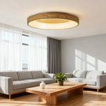 LIVARA 30/40/60cm Modern Wood Grain Round LED Ceiling Light Acrylic Flush Mount Lamp with Warm Natural Finish for Living Room Bedroom