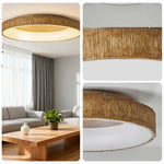LIVARA 30/40/60cm Modern Wood Grain Round LED Ceiling Light Acrylic Flush Mount Lamp with Warm Natural Finish for Living Room Bedroom