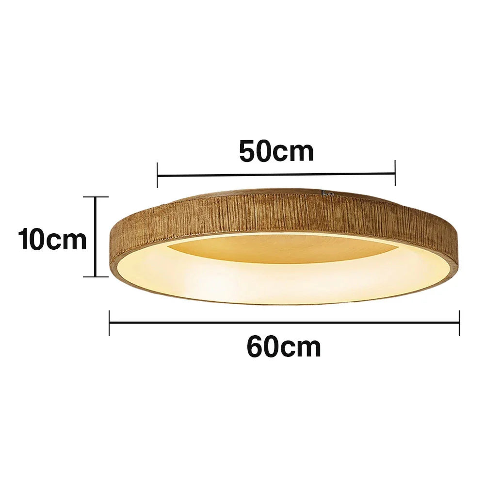 LIVARA 30/40/60cm Modern Wood Grain Round LED Ceiling Light Acrylic Flush Mount Lamp with Warm Natural Finish for Living Room Bedroom