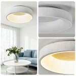 LIVARA 30/40/60cm Modern White Round LED Ceiling Light Fabric Shade & Acrylic Flush Mount Lamp for Living Room Bedroom