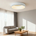 LIVARA 30/40/60cm Modern White Round LED Ceiling Light Fabric Shade & Acrylic Flush Mount Lamp for Living Room Bedroom