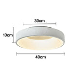 LIVARA 30/40/60cm Modern White Round LED Ceiling Light Fabric Shade & Acrylic Flush Mount Lamp for Living Room Bedroom