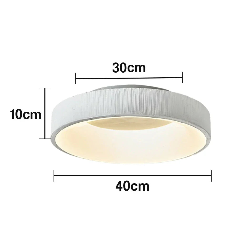 LIVARA 30/40/60cm Modern White Round LED Ceiling Light Fabric Shade & Acrylic Flush Mount Lamp for Living Room Bedroom
