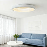 LIVARA 30/40/60cm Modern White Round LED Ceiling Light Fabric Shade & Acrylic Flush Mount Lamp for Living Room Bedroom