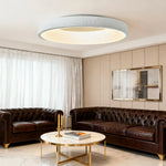 LIVARA 30/40/60cm Modern White Round LED Ceiling Light Fabric Shade & Acrylic Flush Mount Lamp for Living Room Bedroom