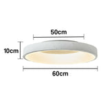 LIVARA 30/40/60cm Modern White Round LED Ceiling Light Fabric Shade & Acrylic Flush Mount Lamp for Living Room Bedroom
