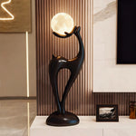 LIVARA Touch - Design Resin Artistic & Lighting Eye-Comfort Soft LED, Dimmable 3-Color with Floor Lamp  Moon Control Black