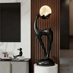LIVARA Touch - Design Resin Artistic & Lighting Eye-Comfort Soft LED, Dimmable 3-Color with Floor Lamp  Moon Control Black