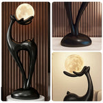 LIVARA Touch - Design Resin Artistic & Lighting Eye-Comfort Soft LED, Dimmable 3-Color with Floor Lamp  Moon Control Black