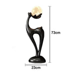 LIVARA Touch - Design Resin Artistic & Lighting Eye-Comfort Soft LED, Dimmable 3-Color with Floor Lamp  Moon Control Black
