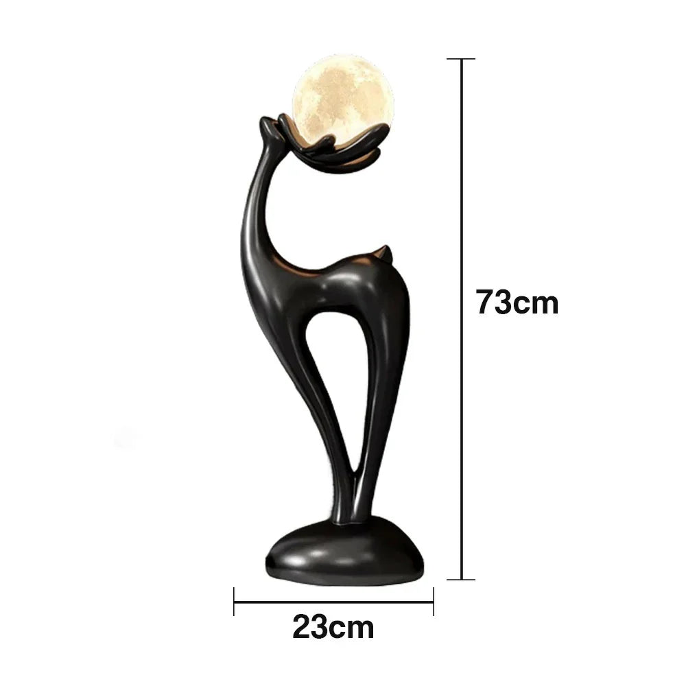 LIVARA Touch - Design Resin Artistic & Lighting Eye-Comfort Soft LED, Dimmable 3-Color with Floor Lamp  Moon Control Black