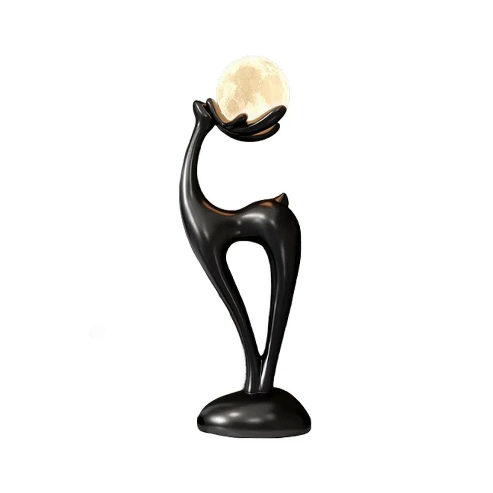 LIVARA Touch - Design Resin Artistic & Lighting Eye-Comfort Soft LED, Dimmable 3-Color with Floor Lamp  Moon Control Black
