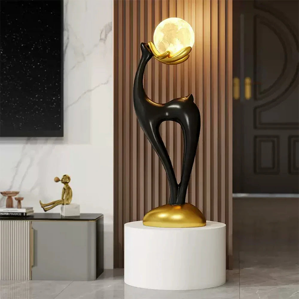 LIVARA Touch Gold - Design Resin Artistic & Lighting Eye-Comfort Soft LED, Dimmable 3-Color with Floor Lamp  Moon Control