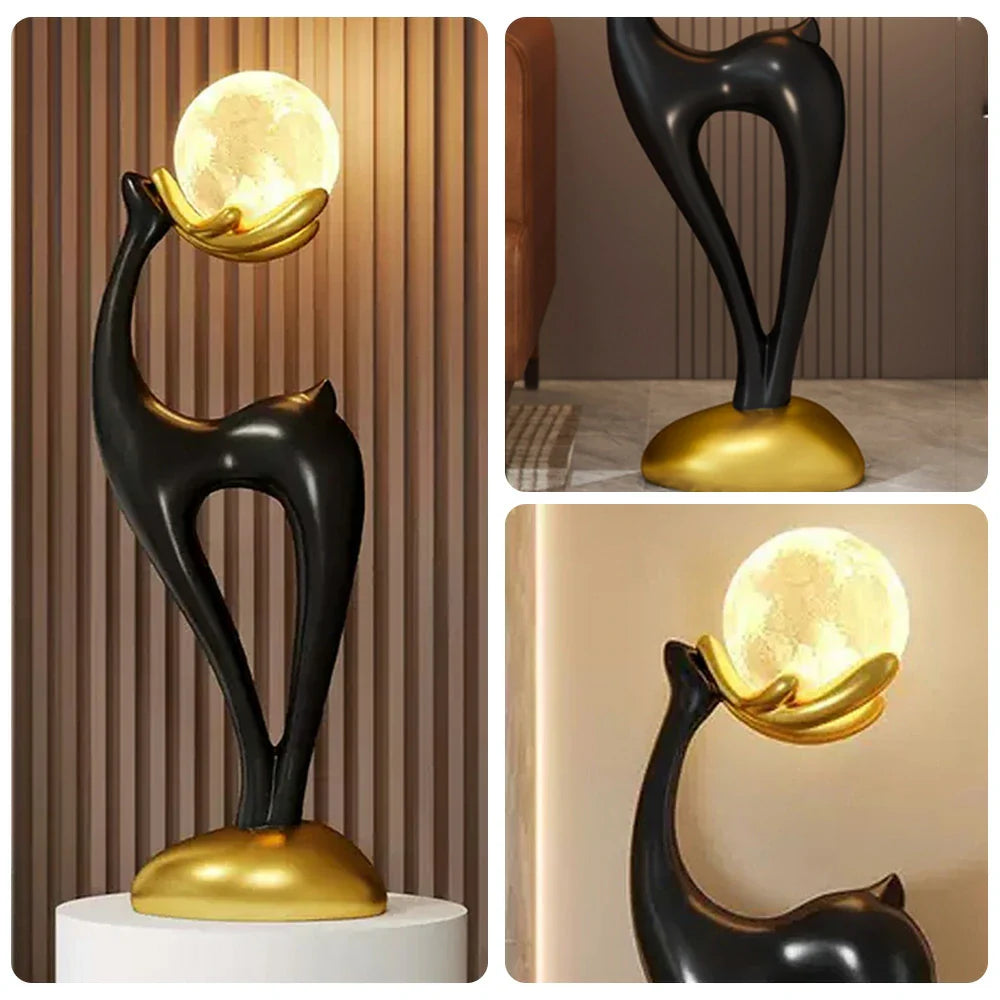LIVARA Touch Gold - Design Resin Artistic & Lighting Eye-Comfort Soft LED, Dimmable 3-Color with Floor Lamp  Moon Control