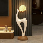 LIVARA Touch - Design Resin Artistic & Lighting Eye-Comfort Soft LED, Dimmable 3-Color with Floor Lamp  Moon Control White