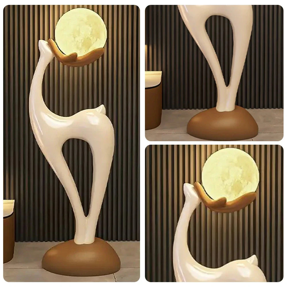 LIVARA Touch - Design Resin Artistic & Lighting Eye-Comfort Soft LED, Dimmable 3-Color with Floor Lamp  Moon Control White