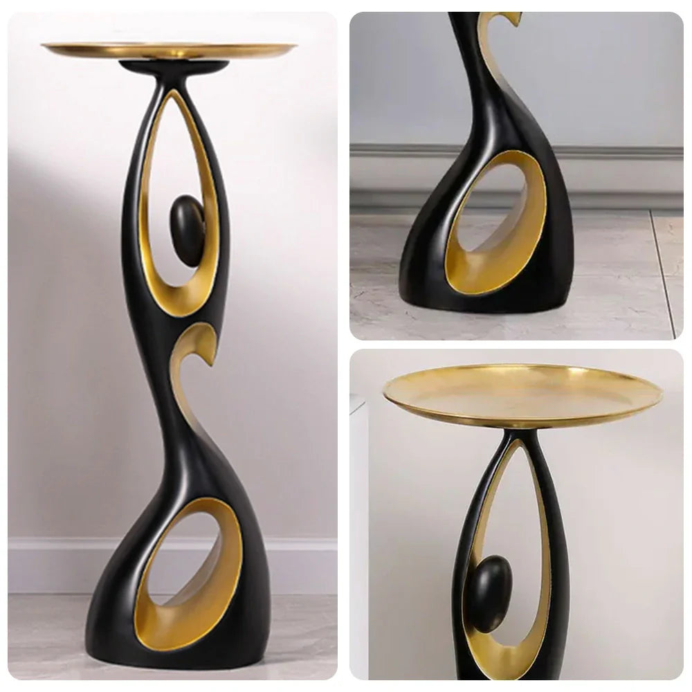LIVARA Modern Artistic Figurine - Stand Black Decor Resin Sculptural Tray Alloy for Gold Living Room - Black