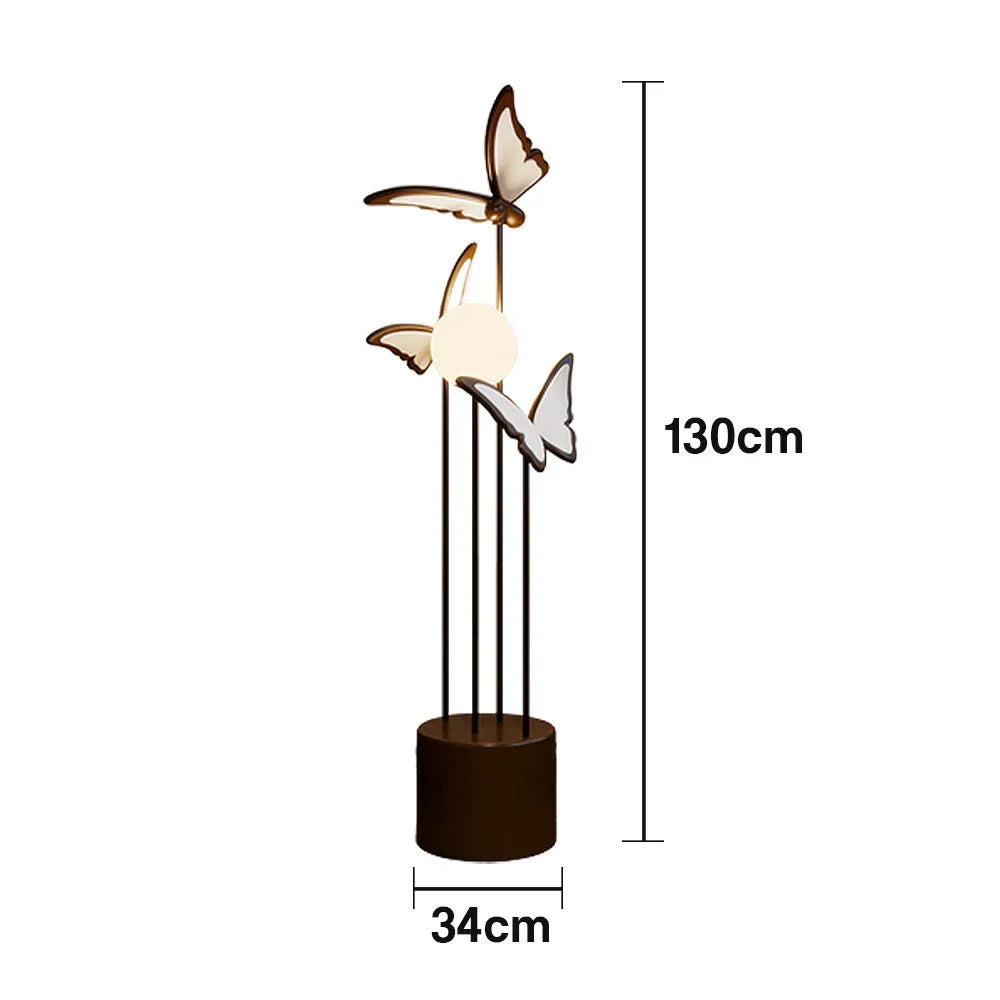 LIVARA Nordic Butterfly Floor Lamp, LIVARA Coffee-Inspired Iron & Resin Standing Light, 3 Color Dimmable Modern Framed Floor Lamp