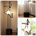 LIVARA Butterfly-Inspired - Design Nordic Modern Frame, Iron & Resin - Lighting Dimmable Three-Colour with Floor Lamp  Black
