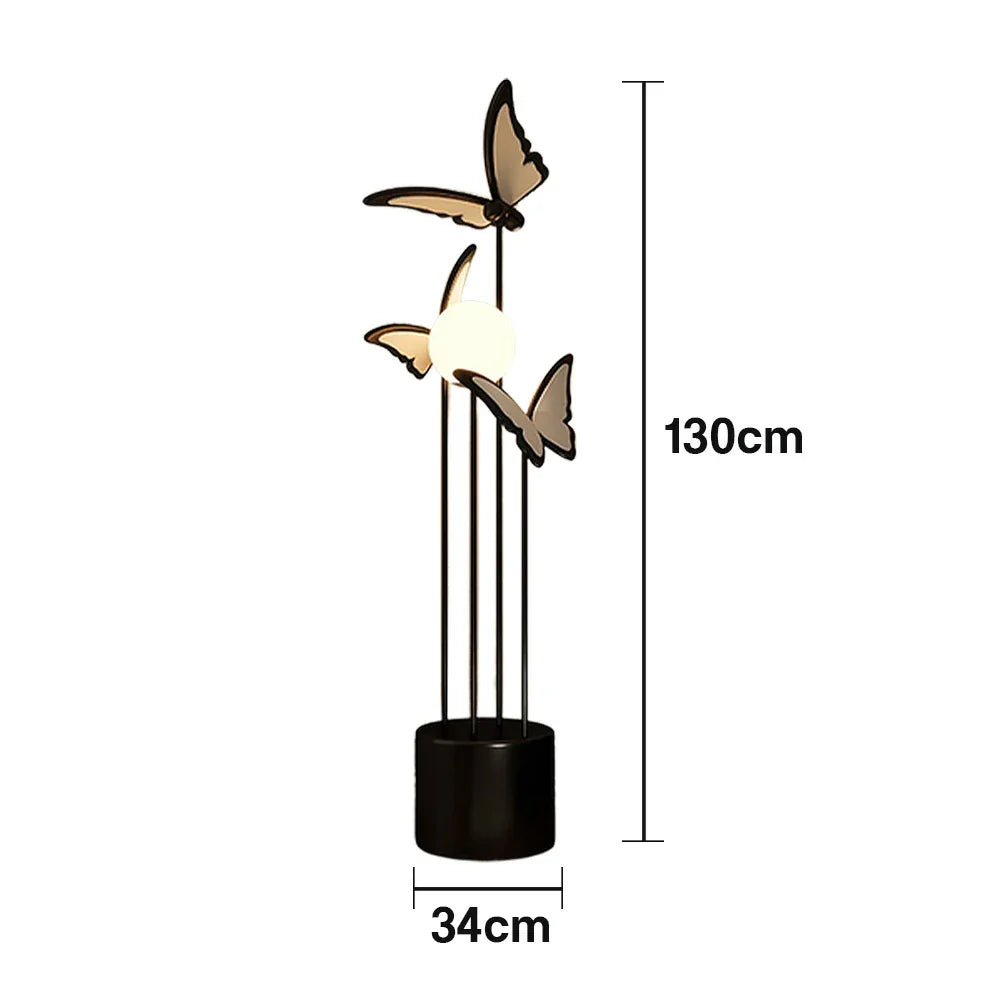LIVARA Butterfly-Inspired - Design Nordic Modern Frame, Iron & Resin - Lighting Dimmable Three-Colour with Floor Lamp  Black