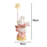 LIVARA Rabbit Piece Decorative Functional Design, Tray Wood Resin - Light Dimmable Three-Colour with Floor Lamp  Moon 3D Strawberry